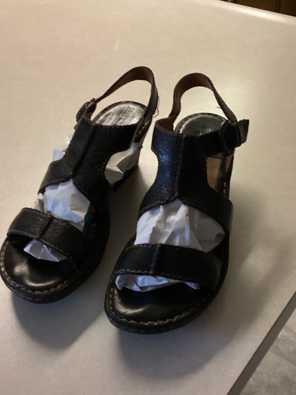 Black Leather Slingback Sandals size 10